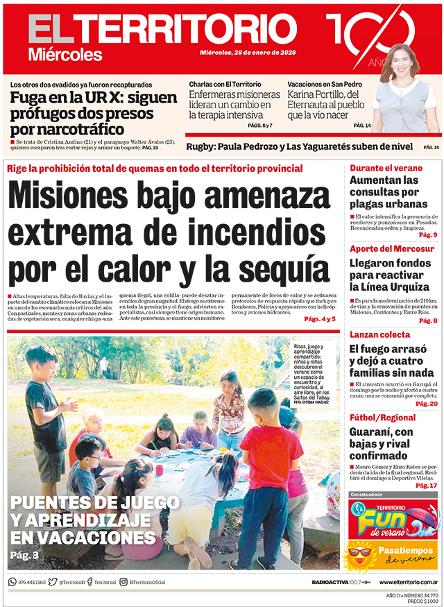Tapa del diario El Territorio 28/01/2026