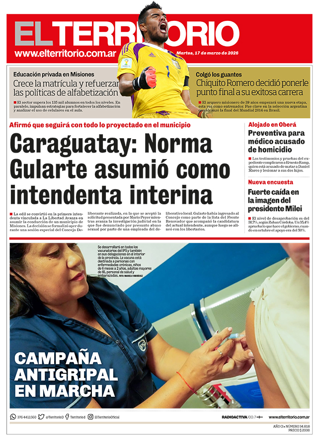 Tapa del diario El Territorio 17/03/2026