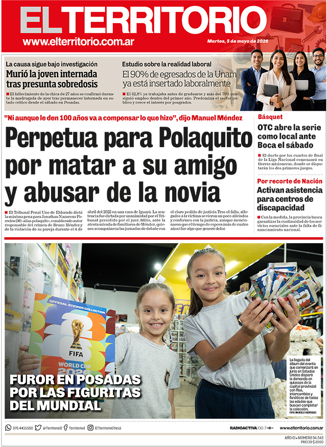 Tapa del diario El Territorio 05/05/2026