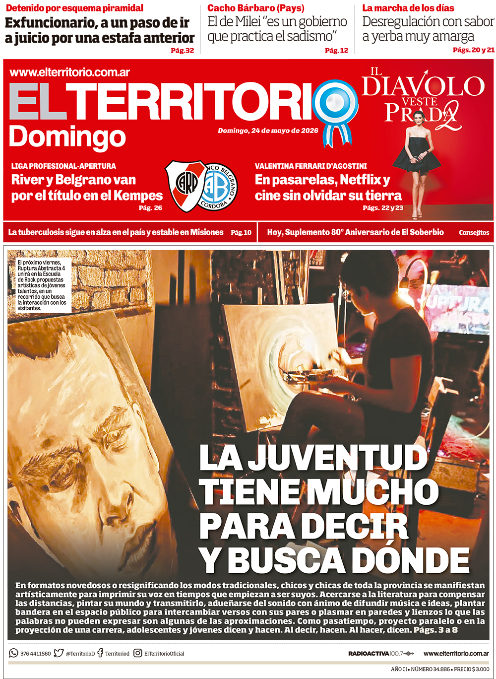 Tapa del diario El Territorio 24/05/2026