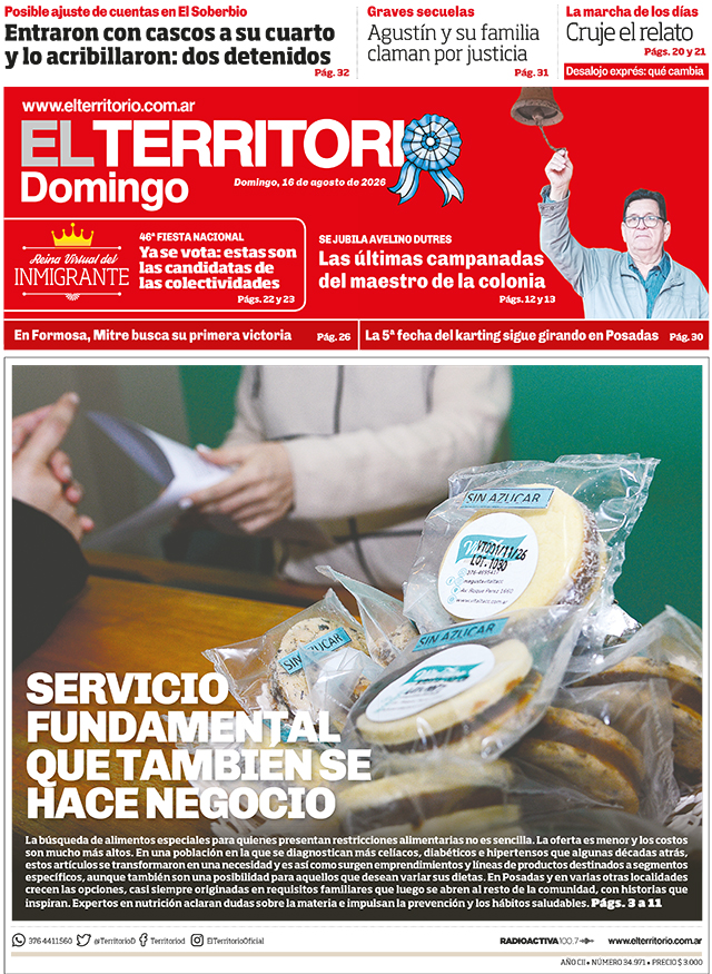 Tapa del diario El Territorio 16/08/2026
