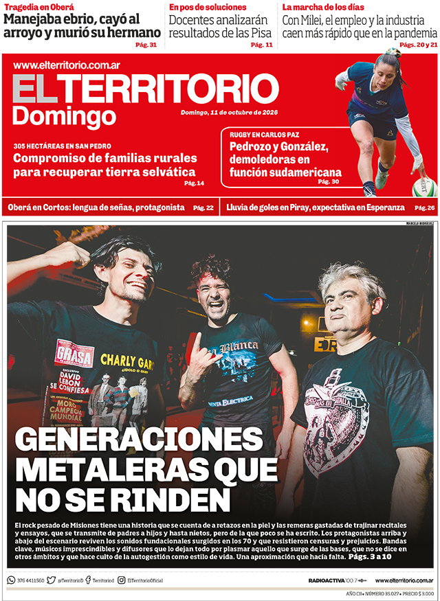 Tapa del diario El Territorio 11/10/2026